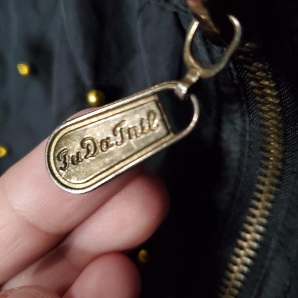 Vintage Fuda International Black Silk with Golden Studs Bomber Jacket - Picture 7 of 8